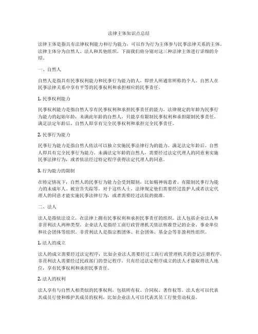 法律主体知识点总结