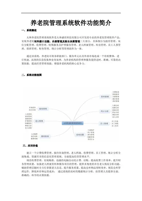 养老院管理系统软件功能简介