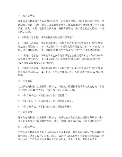 建筑工程施工承包类型