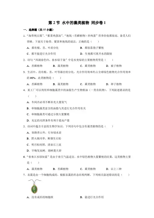 苏教版生物七年级下册水中的藻类植物