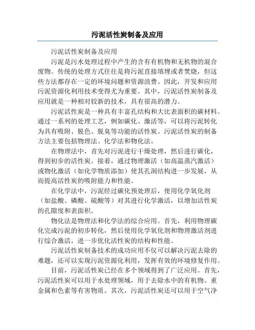 污泥活性炭制备及应用