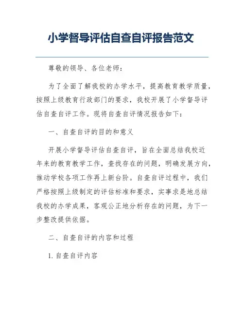 小学督导评估自查自评报告范文