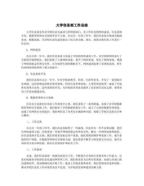 大学信息部工作总结