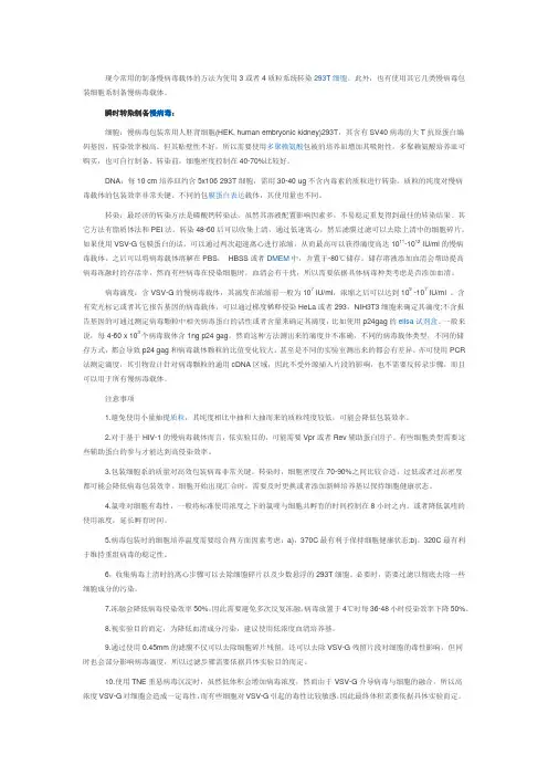 制备慢病毒载体
