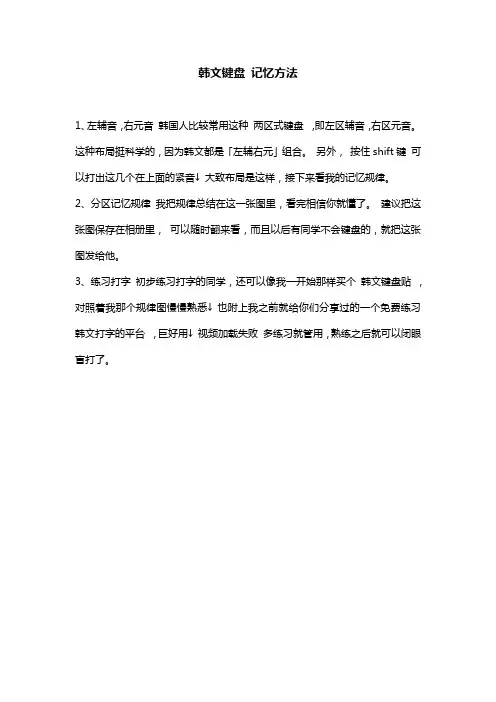 韩文键盘 记忆方法