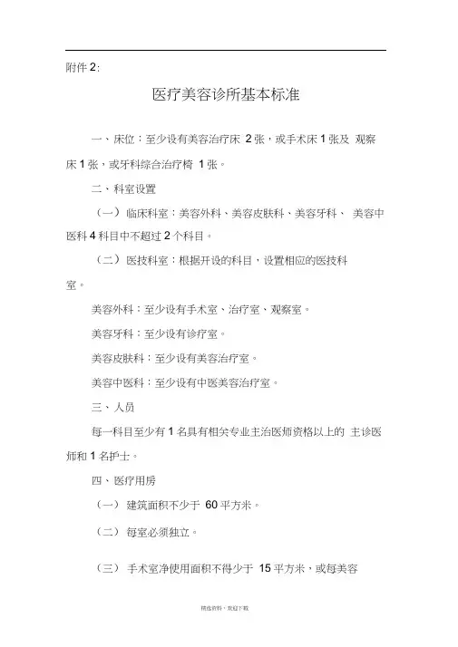医疗美容诊所基本标准