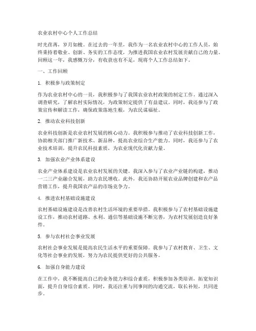 农业农村中心个人工作总结