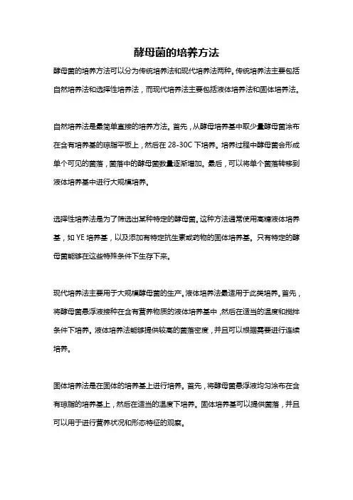 酵母菌的培养方法