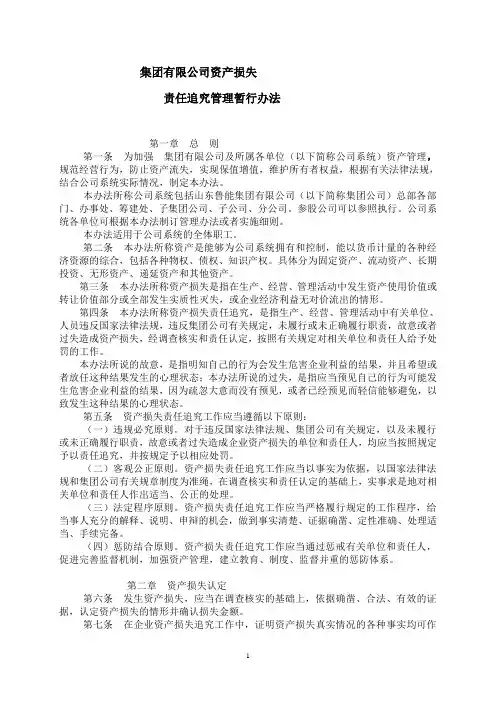 【固定资产】集团有限公司资产损失责任追究管理暂行办法(WORD14页)