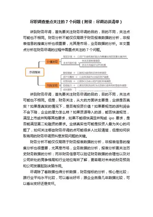 尽职调查重点关注的7个问题（附录：尽调访谈清单）