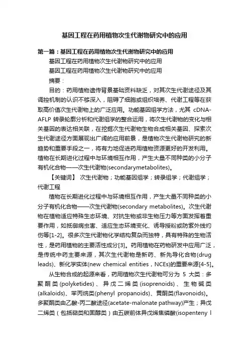 基因工程在药用植物次生代谢物研究中的应用