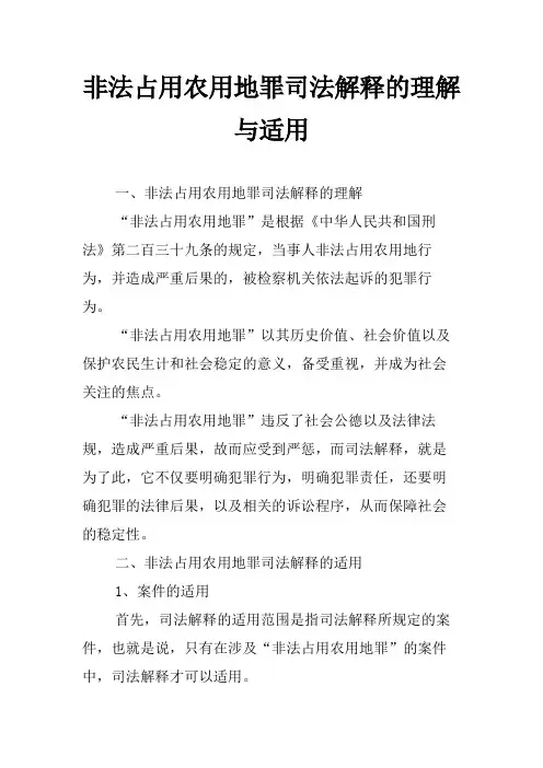 非法占用农用地罪司法解释的理解与适用