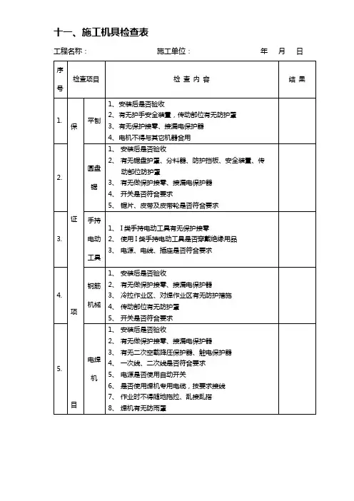 《施工机具检查表》word版