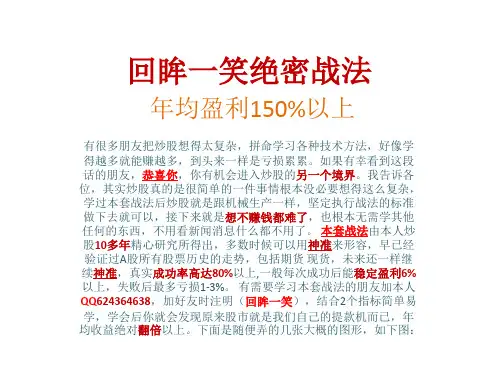 回眸一笑绝密战法  年均盈利150%以上