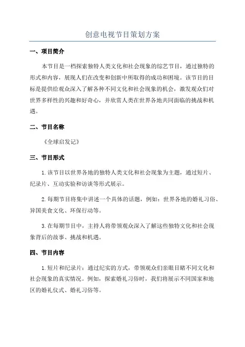创意电视节目策划方案