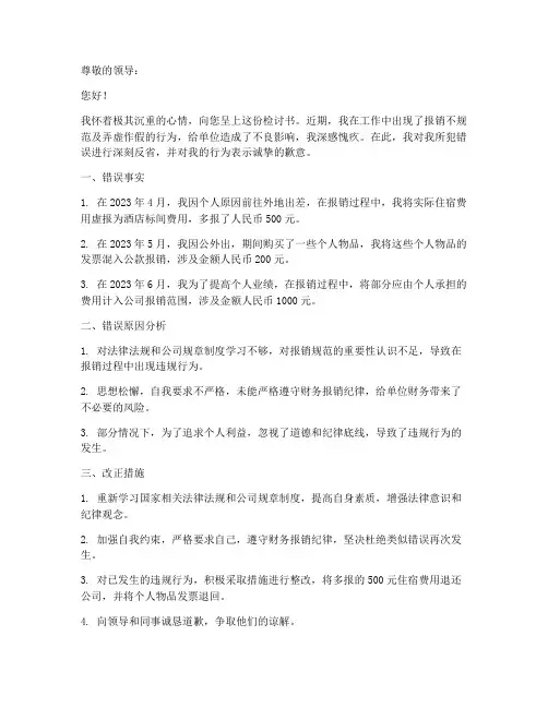 报账不规范弄虚作假检讨书