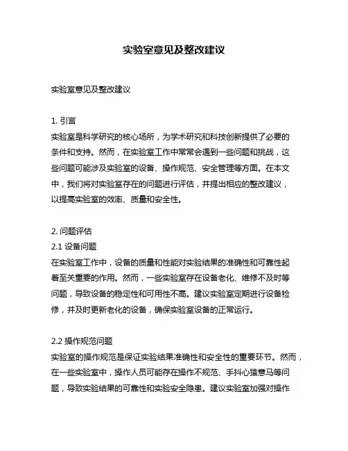 实验室意见及整改建议