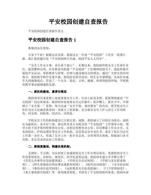 平安校园创建自查报告