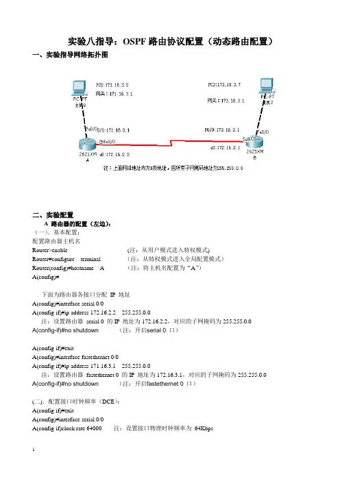 OSPF路由协议配置(计算机网络实验)