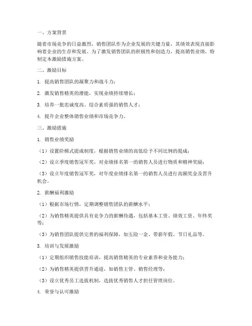 销售精英激励措施方案