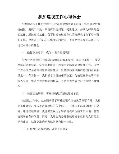 参加巡视工作心得体会
