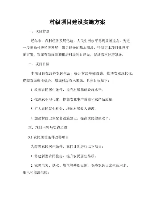 村级项目建设实施方案