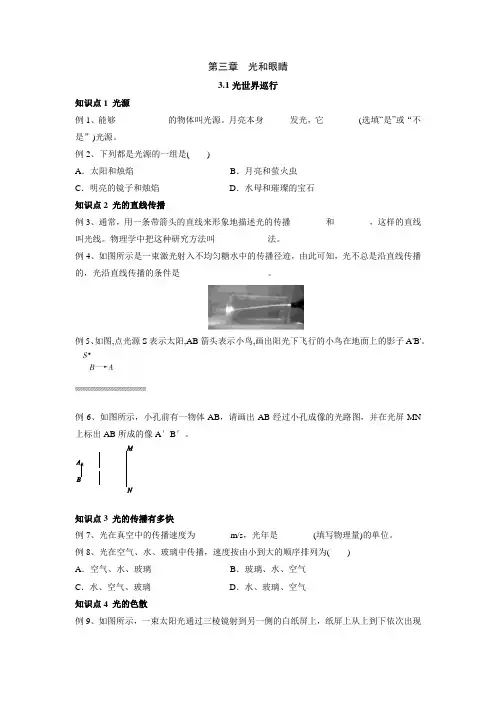 3.1光世界巡行同步练习+++--2023-2024学年沪粤版八年级物理上册