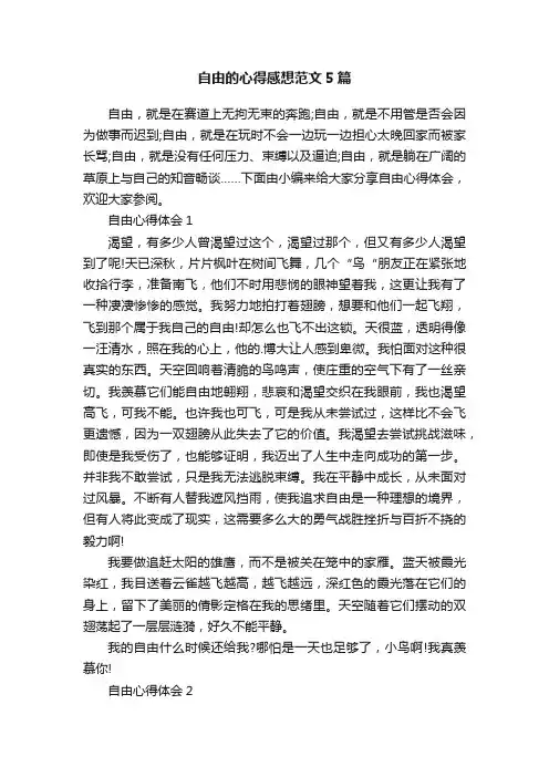 自由的心得感想范文5篇