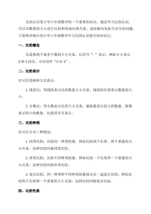 小学六年级数学知识点比的认识知识点