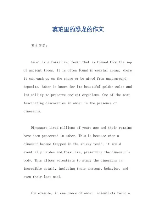 琥珀里的恐龙的作文