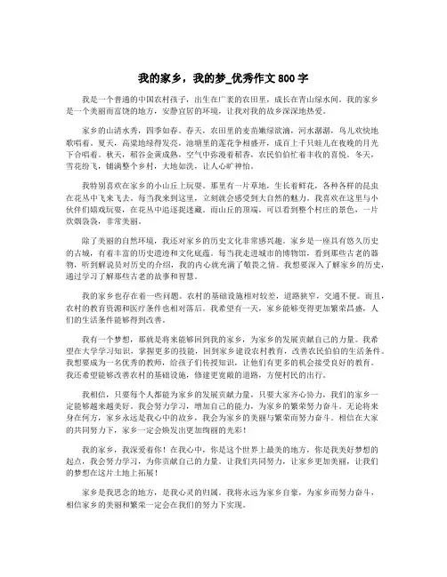 我的家乡,我的梦_优秀作文800字