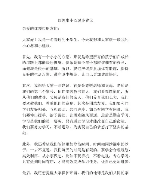 红领巾小心愿小建议