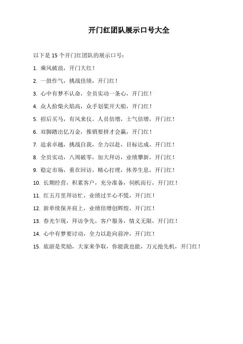 开门红团队展示口号大全