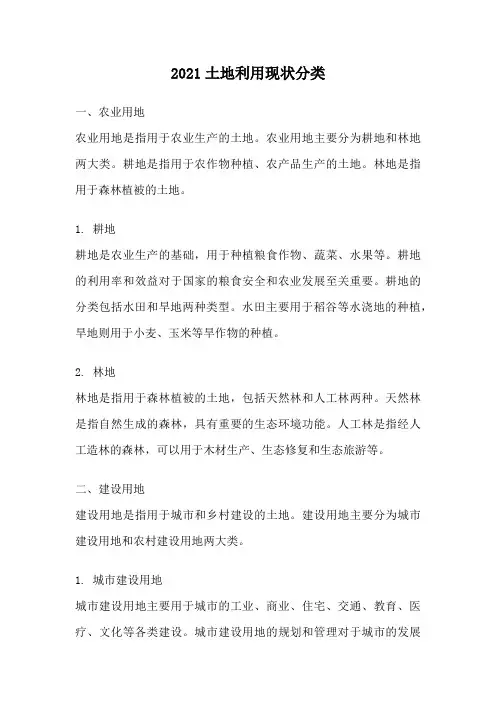 2021土地利用现状分类