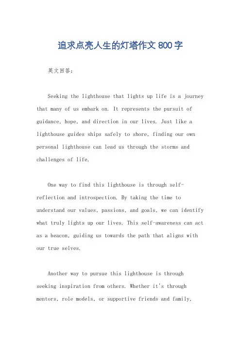追求点亮人生的灯塔作文800字
