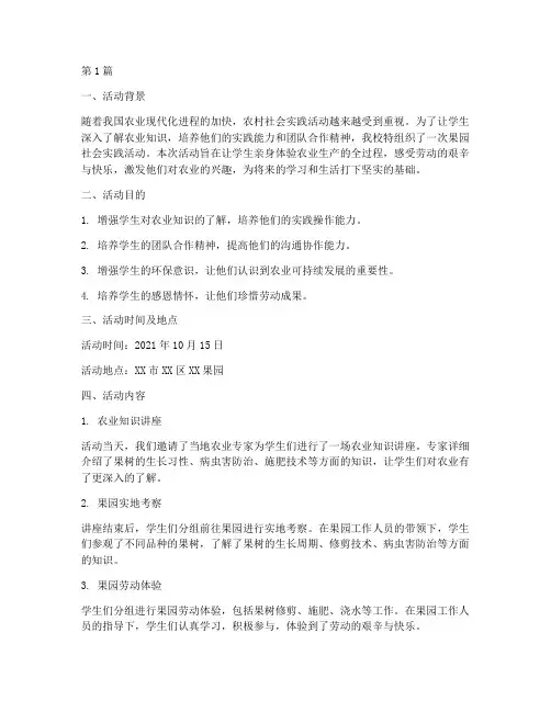 果园社会实践活动(3篇)