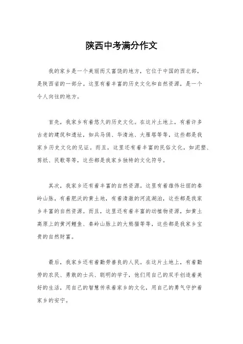 陕西中考满分作文