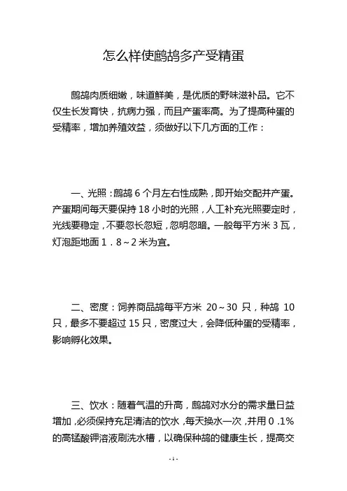 怎么样使鹧鸪多产受精蛋