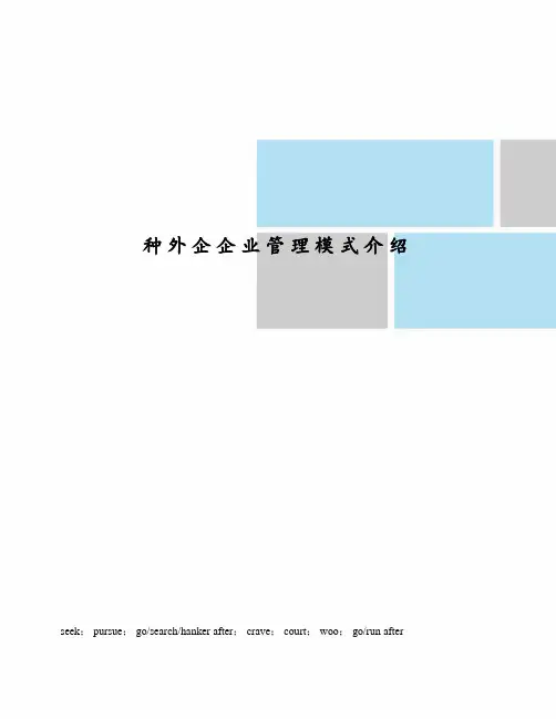 种外企企业管理模式介绍