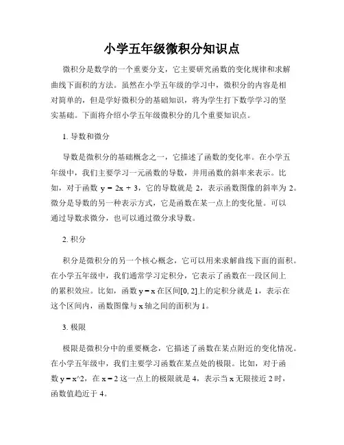 小学五年级微积分知识点