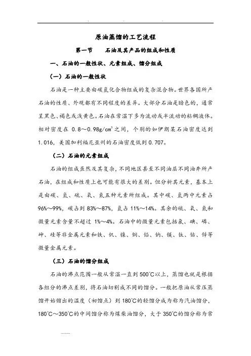 原油蒸馏的工艺流程图
