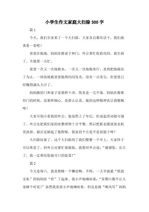 小学生作文家庭大扫除300字