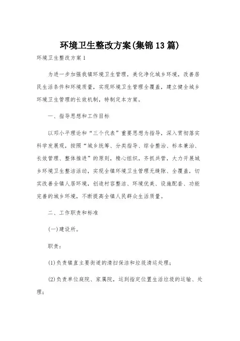 环境卫生整改方案(集锦13篇)