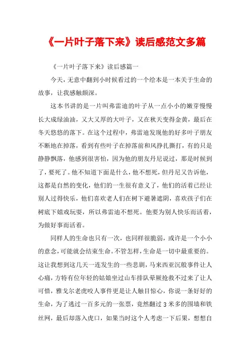 《一片叶子落下来》读后感范文多篇