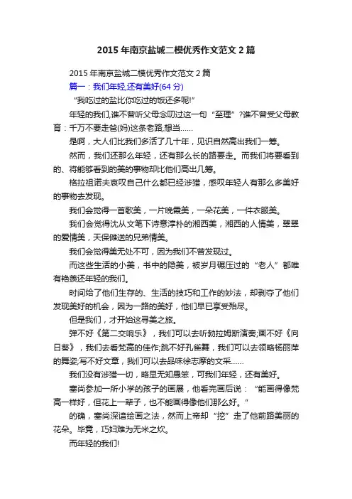 2015年南京盐城二模优秀作文范文2篇
