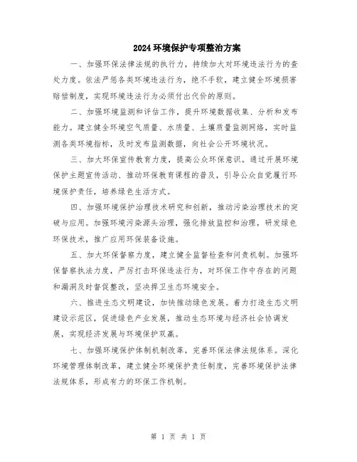2024环境保护专项整治方案