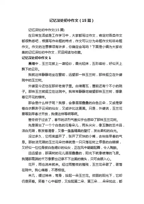 记忆深处初中作文（15篇）