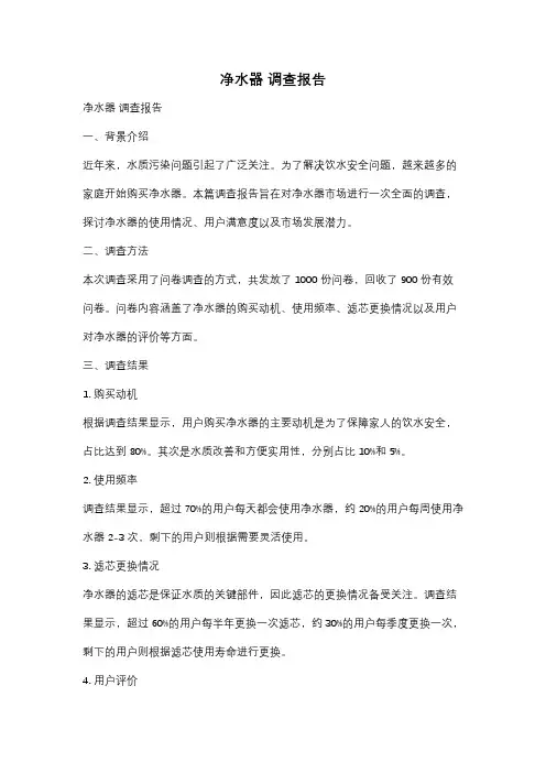 净水器 调查报告