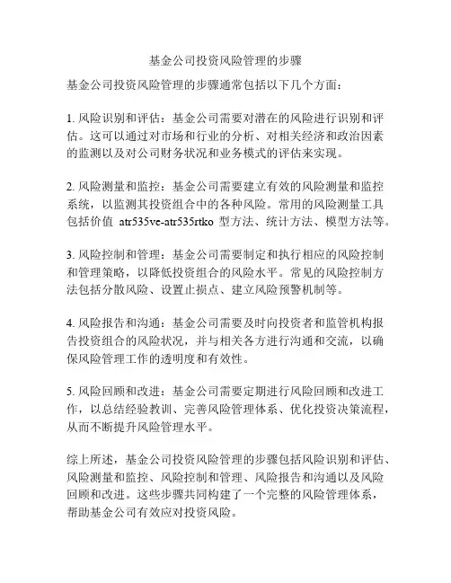 基金公司投资风险管理的步骤
