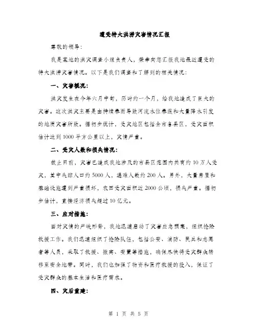遭受特大洪涝灾害情况汇报（2篇）